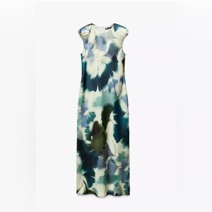 Zara Blue and Green Floral Maxi Dress